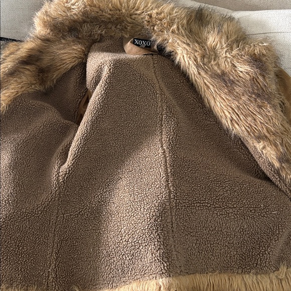 XOXO Women's Brown Faux Shearling Hooded Coat - Picture 8 of 8